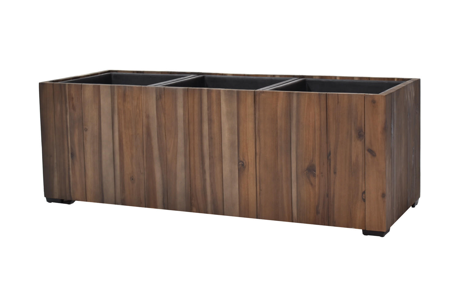 PFLANZKASTEN Colorado 4, 83x21x20,5 cm, Akazienholz, dunkel Braun - Dunkelbraun, Holz (21/20.5/83cm) - dasmöbelwerk