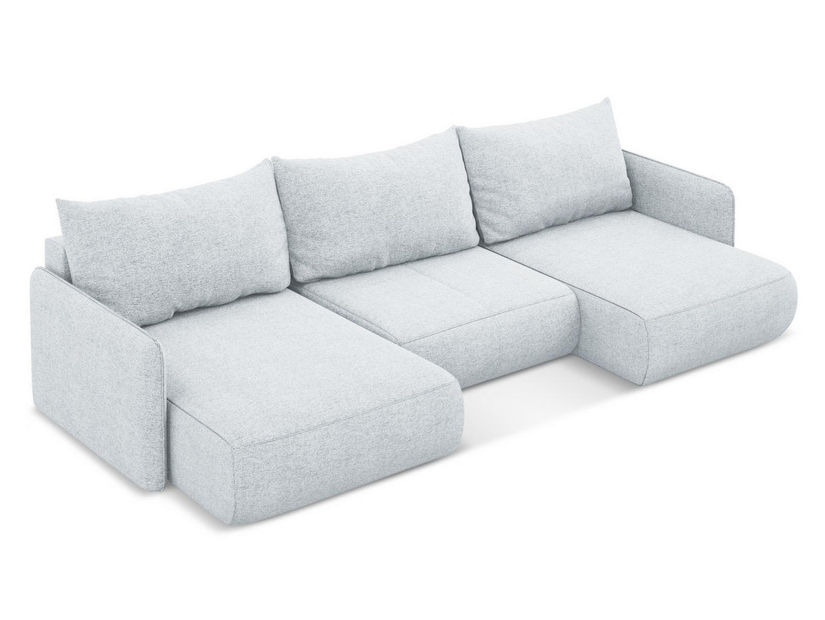 WOHNLANDSCHAFT Chenille Stoff Blau - Blau/Schwarz, Kunststoff/Textil (290/86/148cm) - Makamii