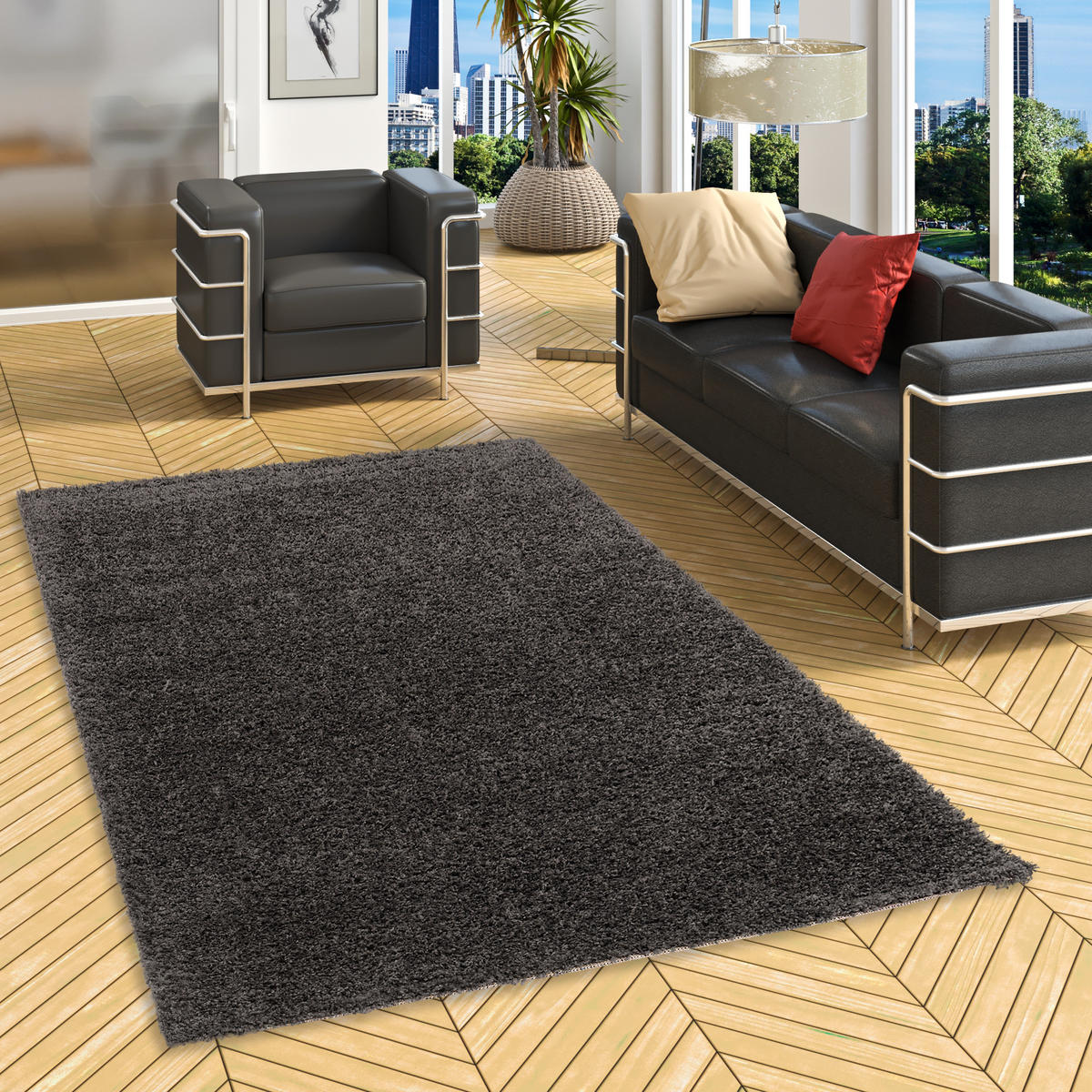 HOCHFLOR LANGFLOR SHAGGY TEPPICH FLUFFY - Anthrazit, Textil (160/230cm) - Pergamon