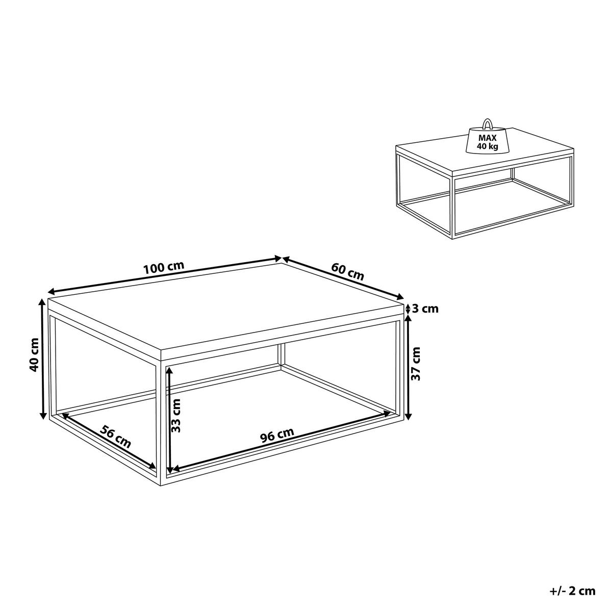 COUCHTISCH Teakholz hellbraun rechteckig 60/100 cm Provo - Hellbraun, Holz (60/100/40cm) - Beliani