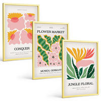 BILDER SET 3er Set - 40x60 cm Goldrahmen - Blumen und Blätter – moderne Poster - Goldfarben, Kunststoff (40/60cm) - TULUP