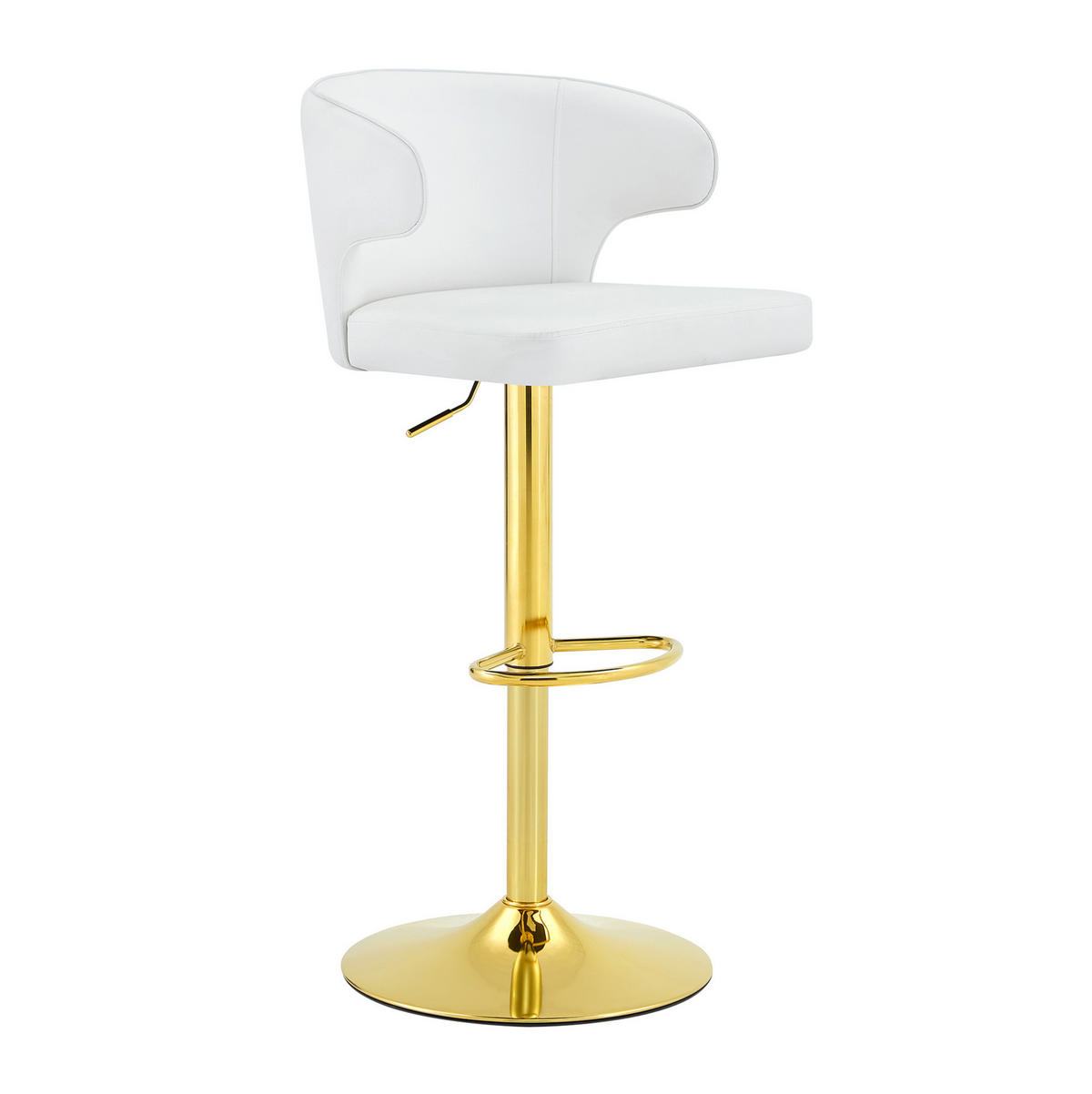 BARHOCKER mit Lehne, 360° drehbar, höhenverstellbar, Weiß - Weiß, Kunststoff (45/110/49.7cm) - MIVRAY