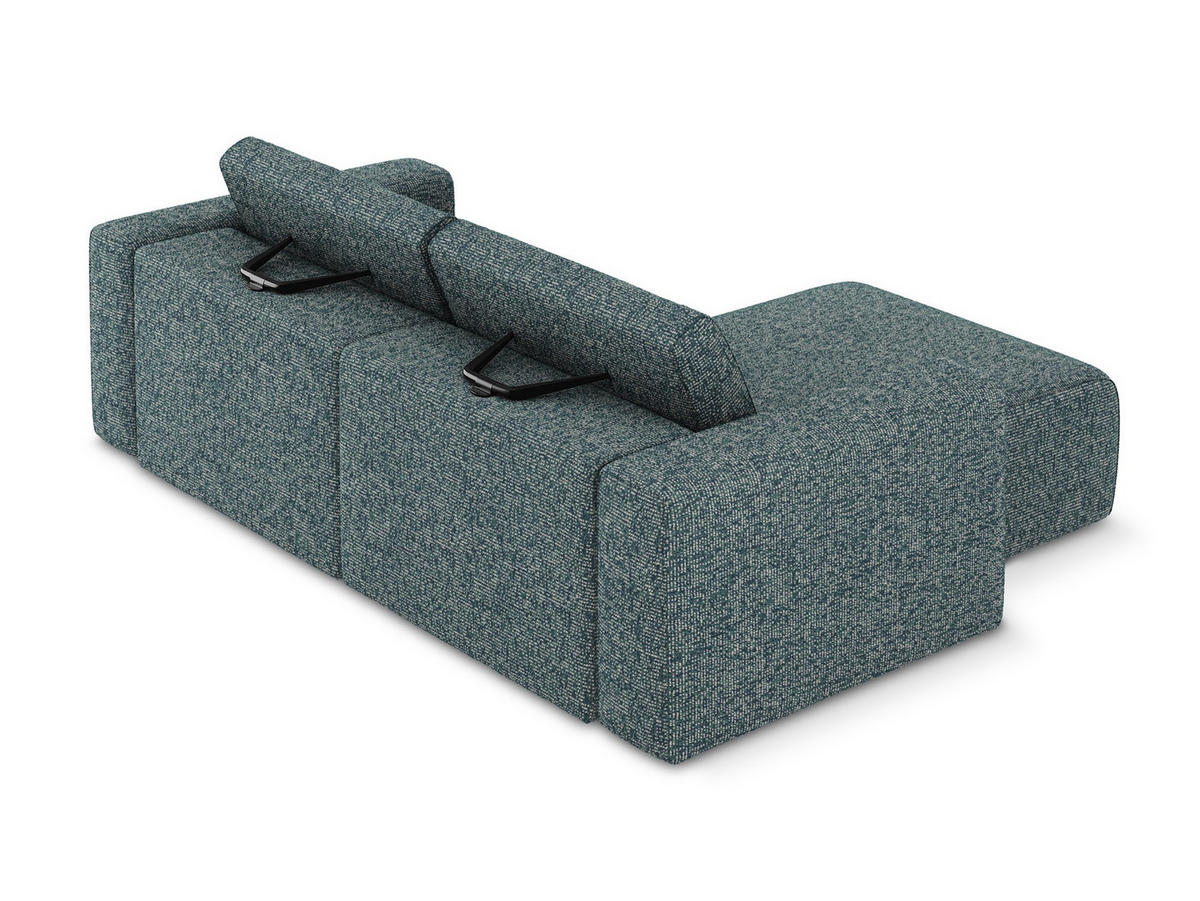 ECKSOFA Links Strukturstoff Stoff Blau - Blau/Blaugrau, Kunststoff/Textil (167/224cm) - Makamii