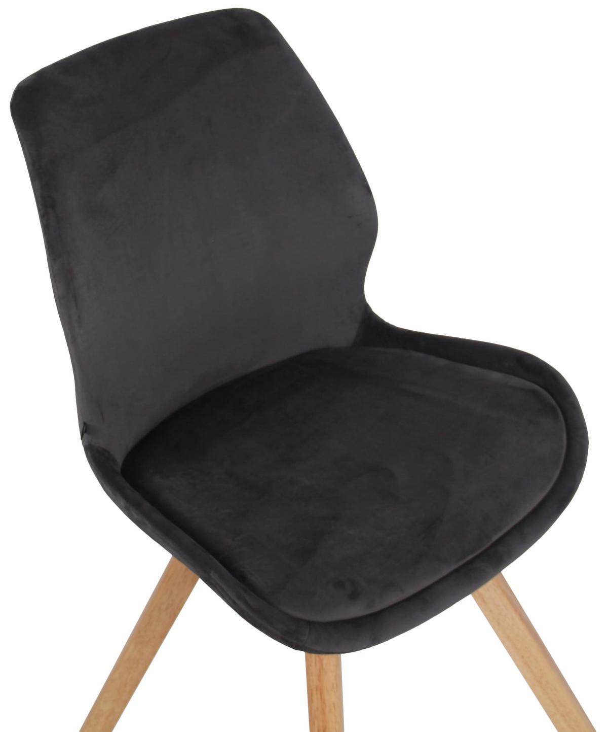 STUHL Samt dunkelgrau - Eukalyptusholzfarben/Dunkelgrau, Holz/Textil (49/87.5/58cm) - CLP