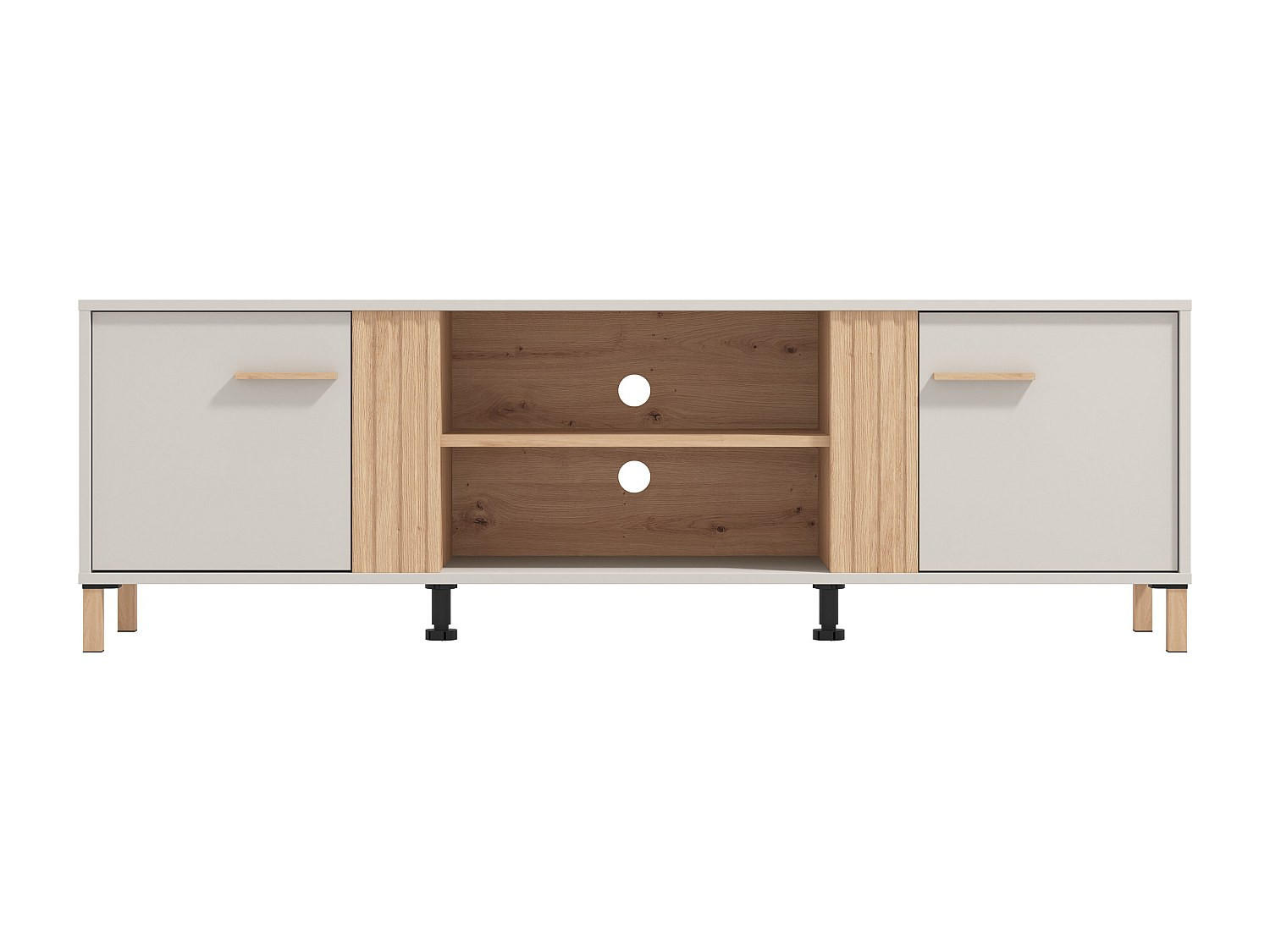 TV-BOARD - 163.5 cm x 40.1 cm - Holz, Platte - Beige, Naturfarben Hell - LYSANO - Beige/Naturfarben, Holz (163.5/51.8/40.1cm) - Vente-Unique
