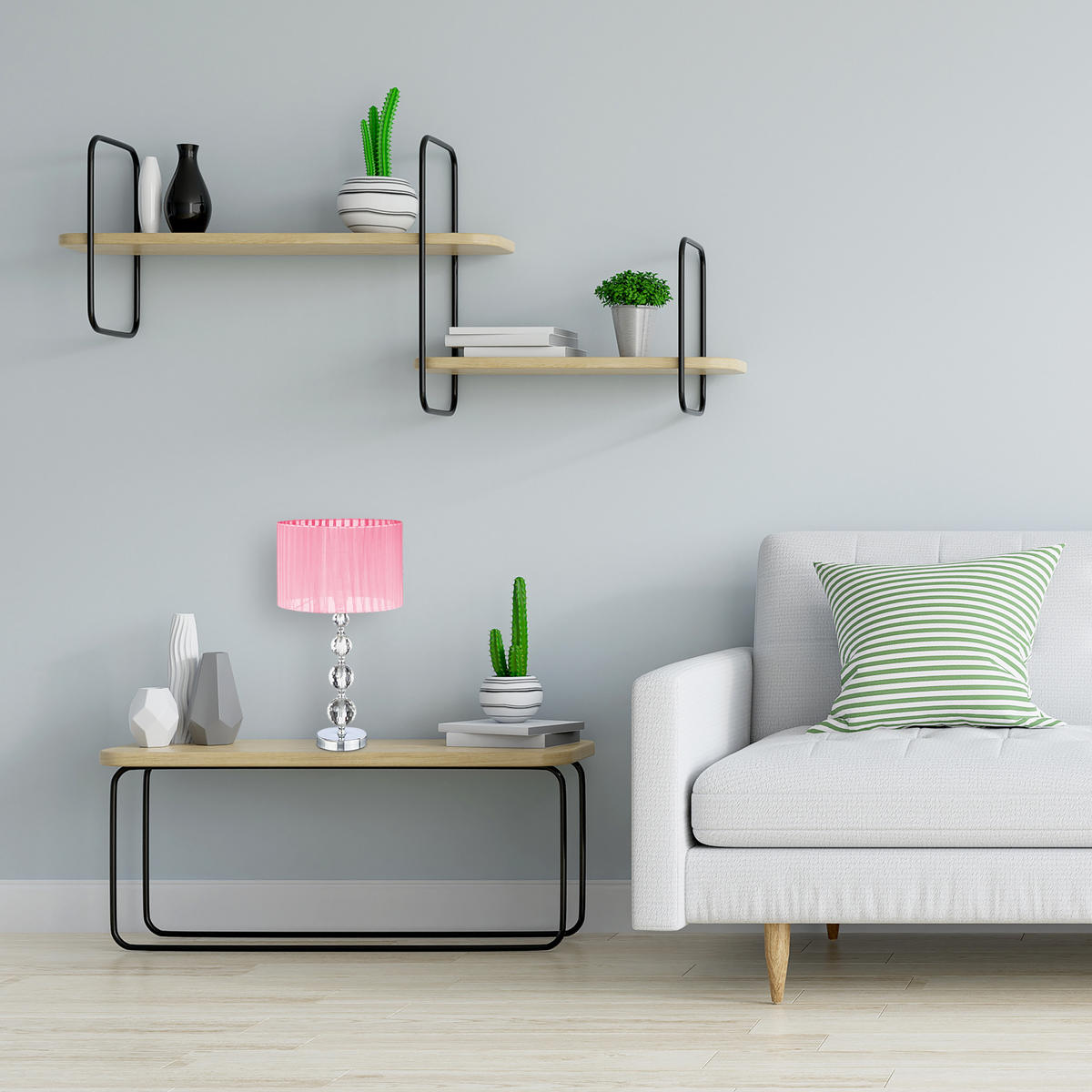 TISCHLAMPE - Multicolor, Glas/Textil (29.5/29.5/54cm) - Relaxdays