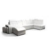 WOHNLANDSCHAFT KONGO RBN13, Eckcouch in U-Form mit Schlaffunktion, Farbe: Weiß, Kunstleder, Ottomane Links - Weiß, Textil (392/108/180cm) - O-Sofa