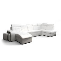 WOHNLANDSCHAFT KONGO RBN13, Eckcouch in U-Form mit Schlaffunktion, Farbe: Weiß, Kunstleder, Ottomane Links - Weiß, Textil (392/108/180cm) - O-Sofa