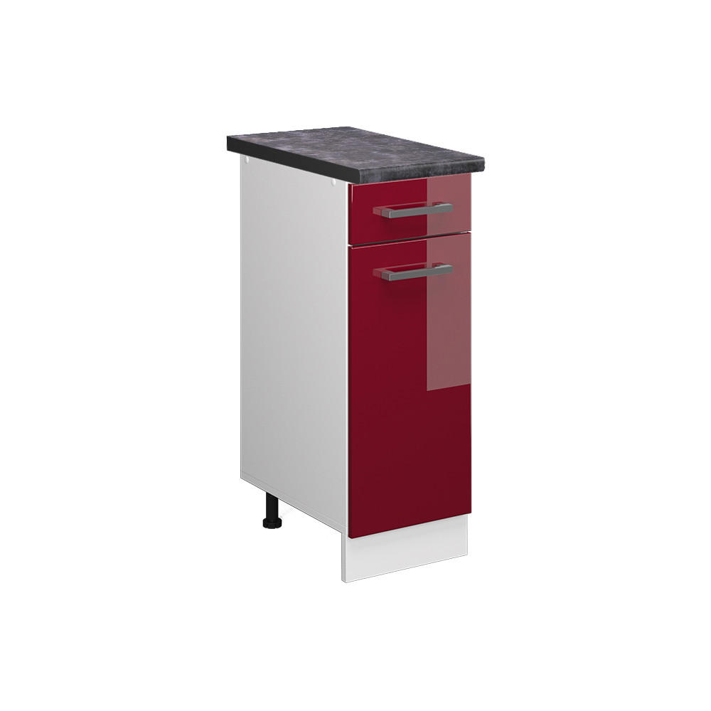 KÜCHENUNTERSCHRANK R-Line Rot Hochglanz 30 cm , AP Anthrazit - Bordeaux/Rot, Holzwerkstoff (30/81.6/60cm) - Vicco