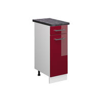 KÜCHENUNTERSCHRANK R-Line Rot Hochglanz 30 cm , AP Anthrazit - Bordeaux/Rot, Holzwerkstoff (30/81.6/60cm) - Vicco