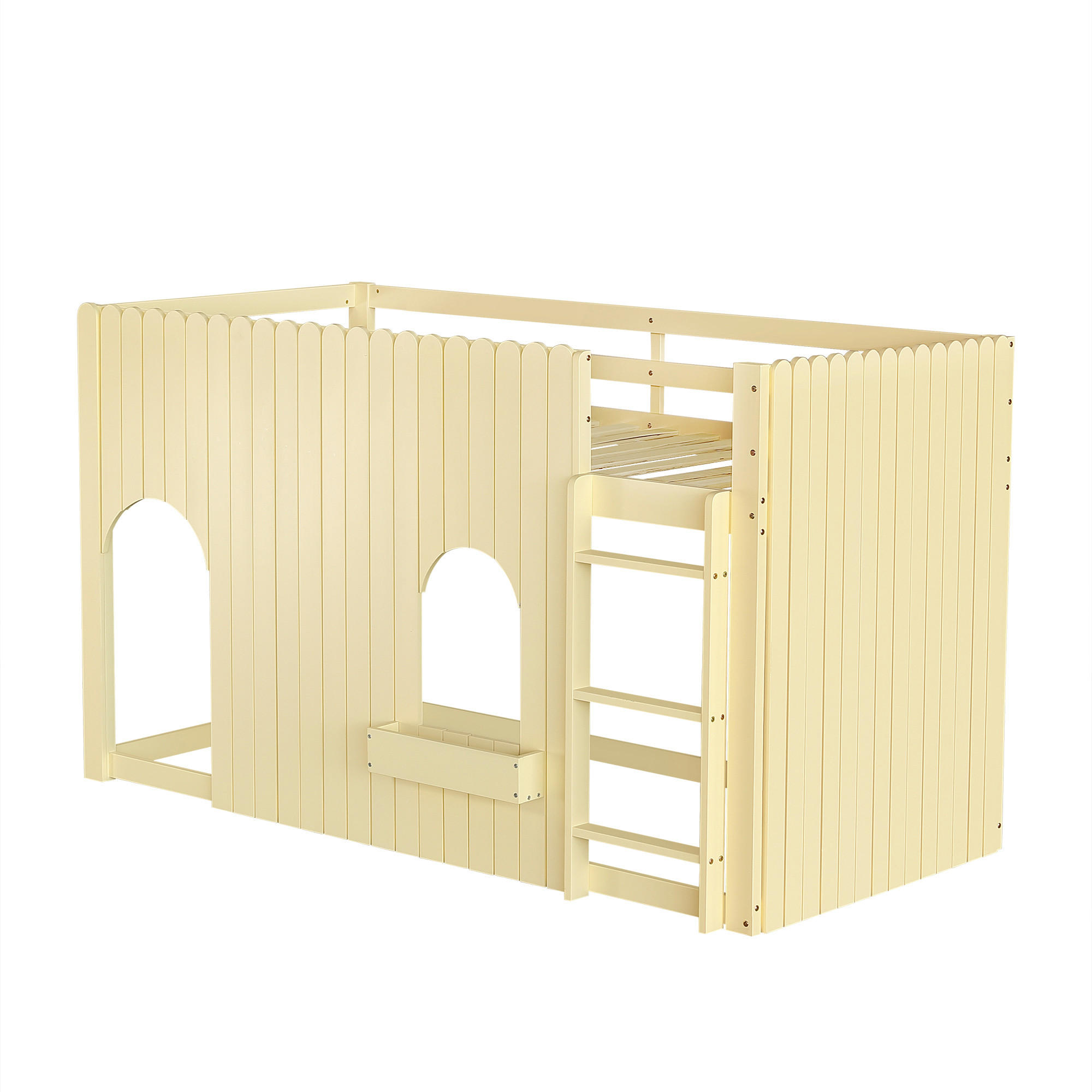 HOCHBETT 90/200 cm DE-32722 mit LED-Lichtleisten und Leiter mit Ablage Natur - Naturfarben, Holzwerkstoff (90/200cm) - ComfortXL