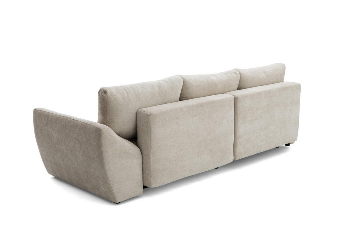 ECKSOFA NICE L Links mit Schlaffunktion 137x204 Chenille Beige - Beige/Schwarz, Holz/Textil (260/165cm) - Muffo