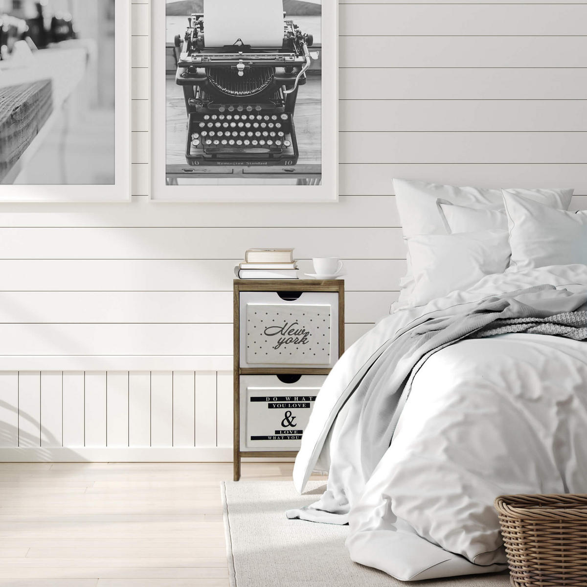 NACHTTISCH Weiß 24/30/61 cm - Weiß, Holz (24/61/30cm) - Mobili Rebecca