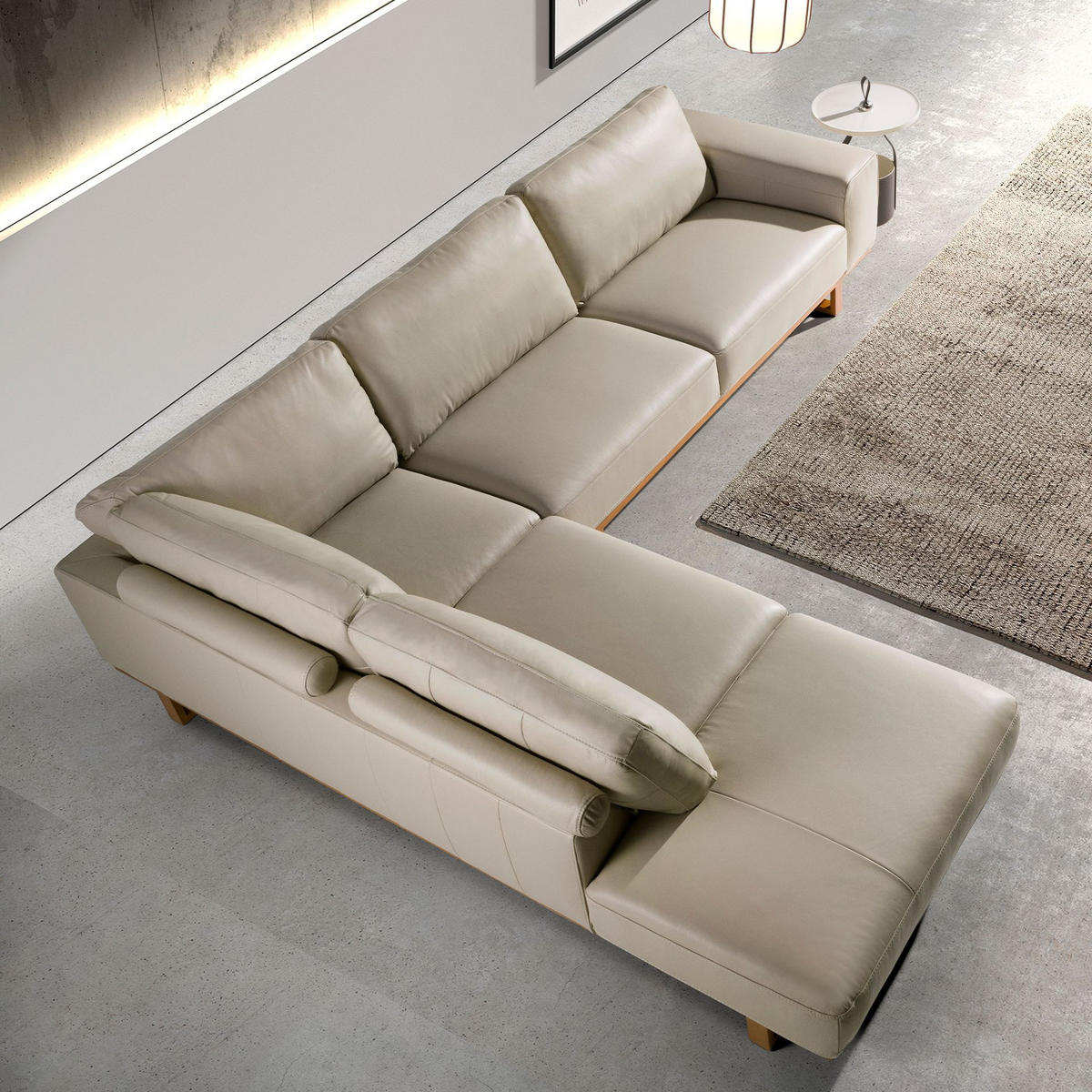 ECKSOFA Ecksofa links Leder sand 316/252/82 cm - Sandfarben/Honig, Leder (316/252cm) - ANGEL CERDA