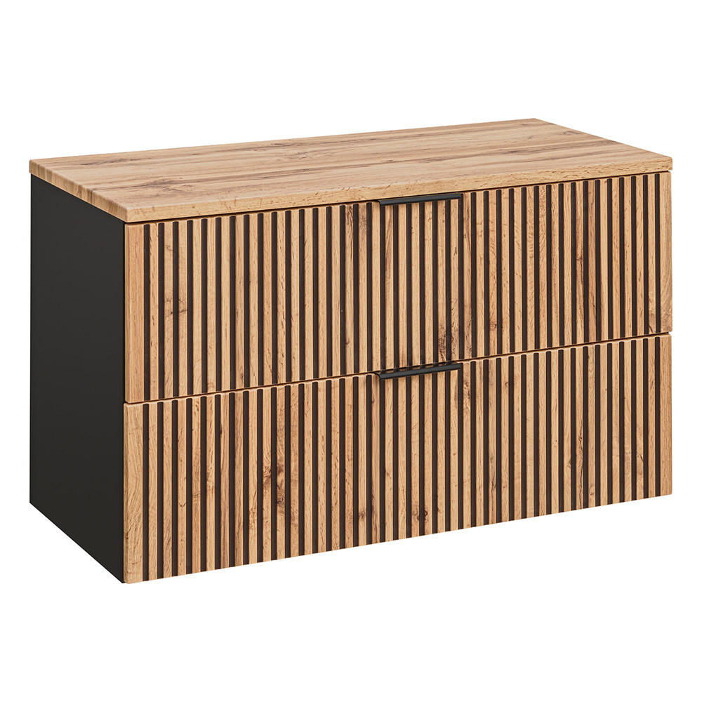 WASCHBECKENSCHRANK Xanten-56 - Braun, Holzwerkstoff (101/59/47cm) - Lomado