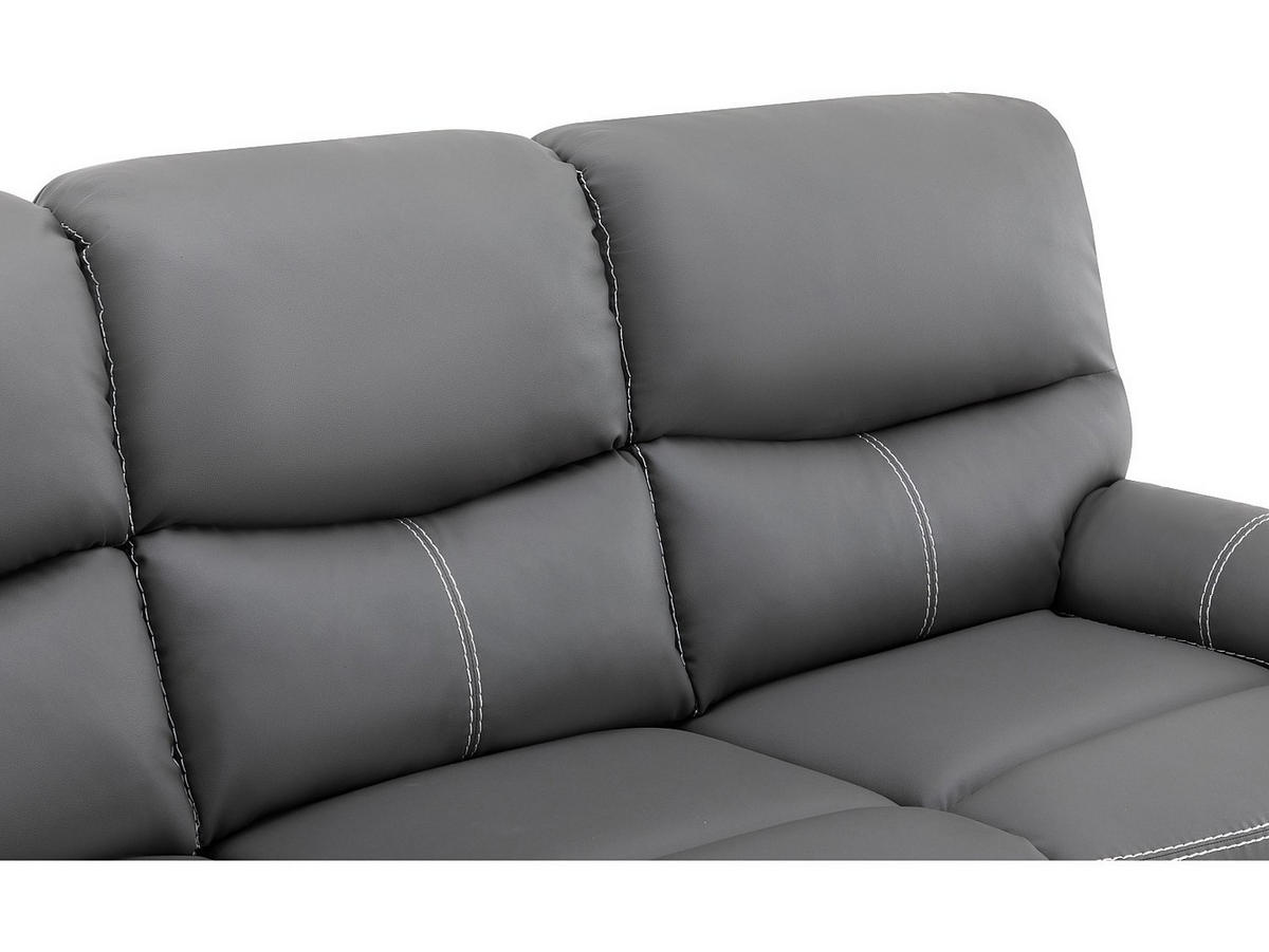 RELAXSOFA - 3 Personen - kunstleder - grau Canby - Grau, Leder (183/95/90cm) - Vente-Unique
