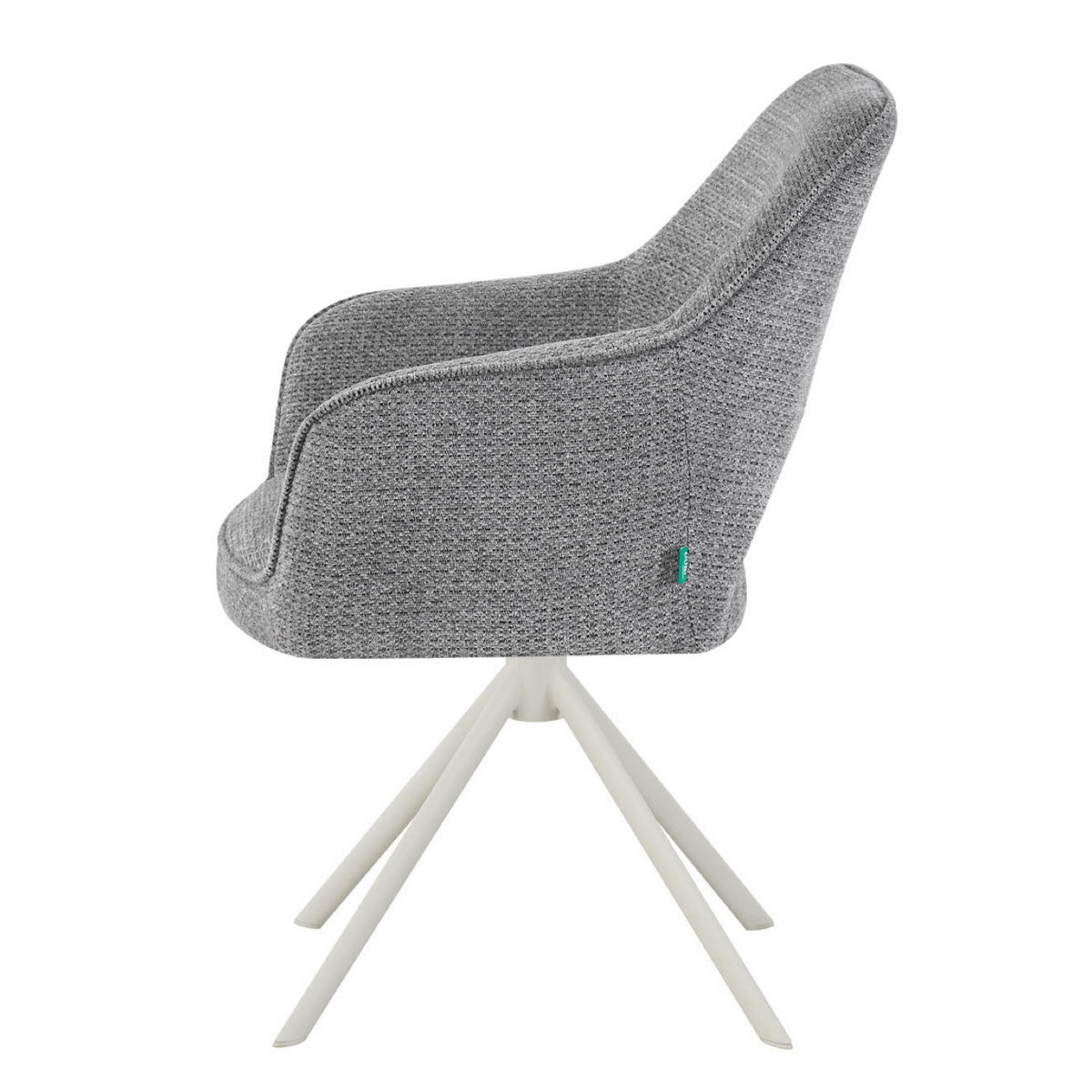 ESSZIMMERSTUHL THOMAS-CLEO 2er-Set 360°drehbar - Weiß/Grau, Textil/Metall (57/88/63cm) - DUBI Möbel