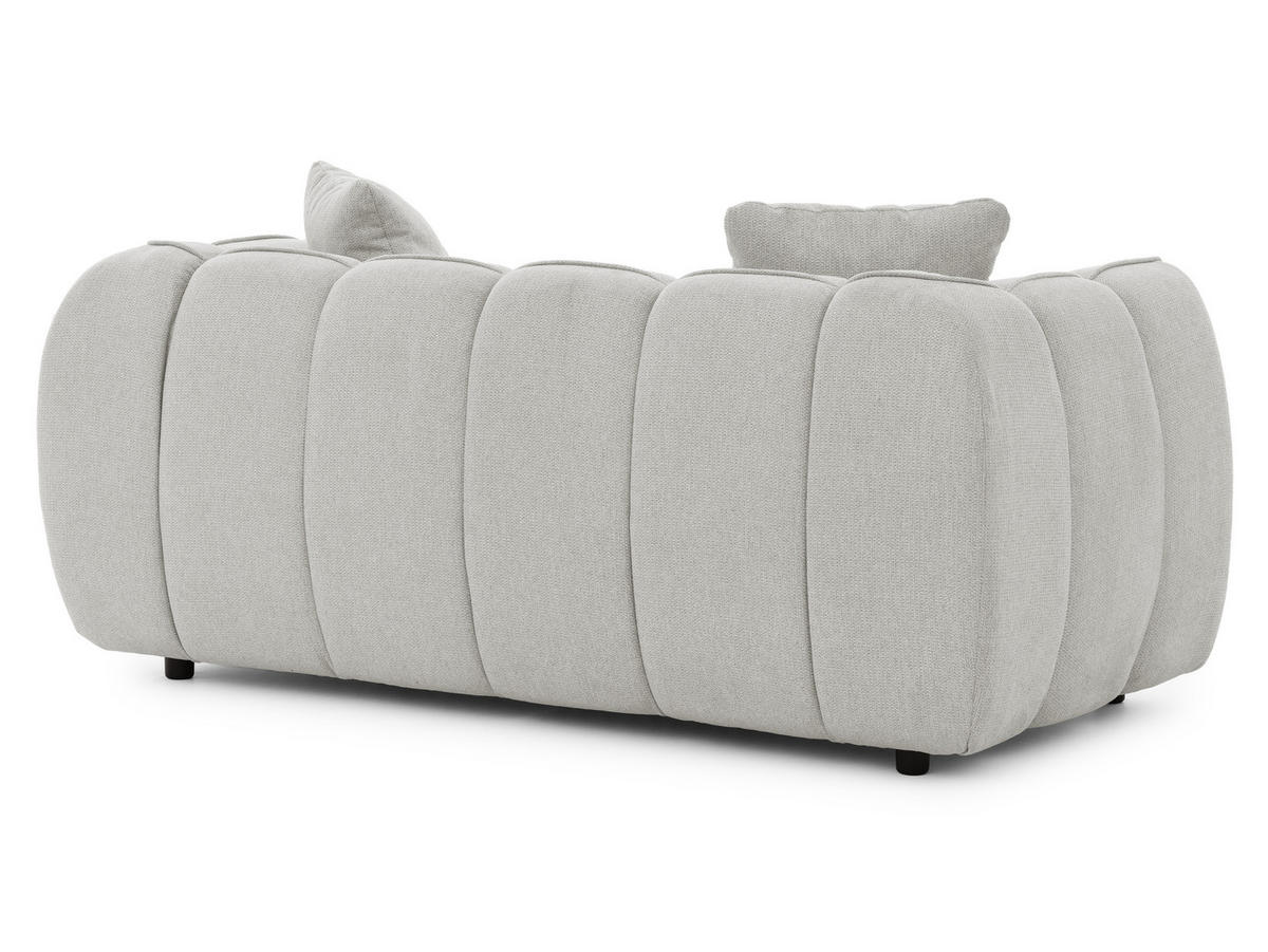 SITZGARNITUR 3+2 Nubira in tief gesteppter Bubble-Optik aus weichem Hellgrau Strukturstoff im modernen Design - Hellgrau/Schwarz, Holz/Kunststoff (228/69/89cm) - S-Style Möbel