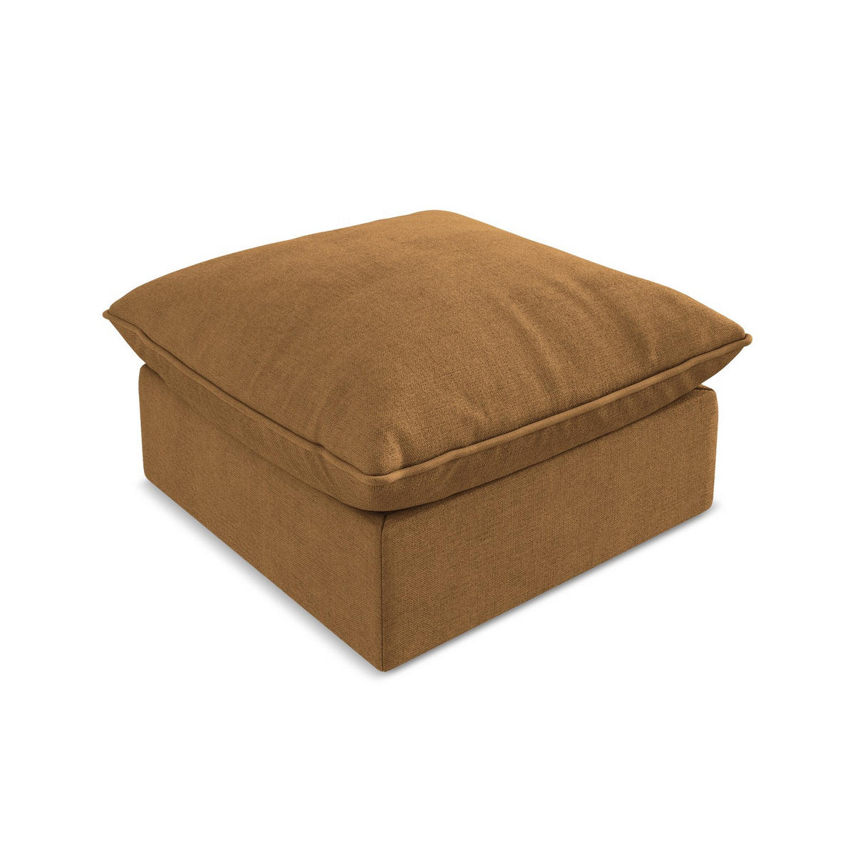 POUF Strukturstoff Orange - Terracotta/Schwarz, Holzwerkstoff/Kunststoff (75/45/75cm) - LaMiaSofa