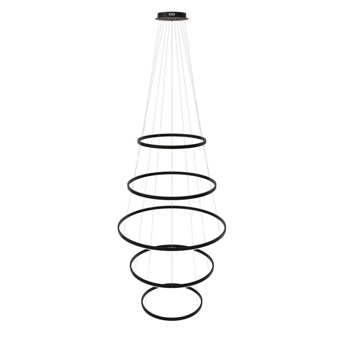LED-HÄNGELAMPE 5er Ring Schwarz Ø 60 | 80 | 100 | 80 | 60cm - Schwarz, Metall (1.3/100/3.3cm) - s.luce