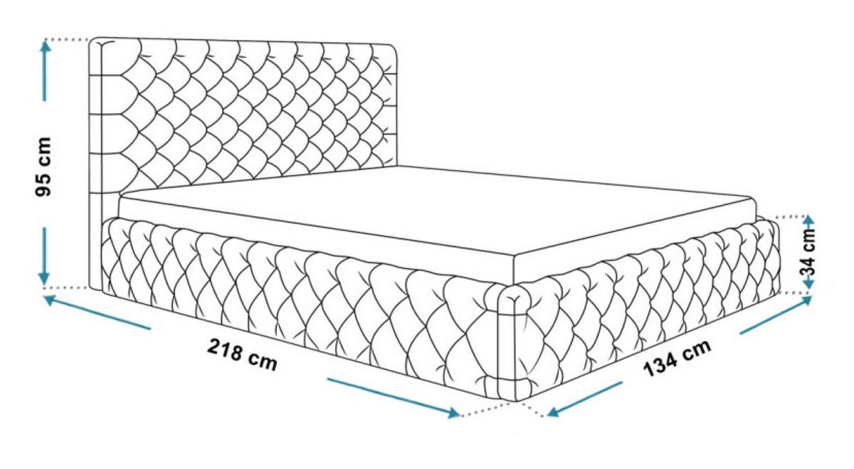 BETT Beigefarben SIM 8 Gepolstert 120x200 cm - Beige/Schwarz, Kunststoff/Textil (120/200cm) - Sepro Meble