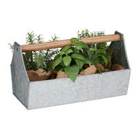 BLUMENKASTEN - Silberfarben, Holz/Metall (36/20/20cm) - Relaxdays