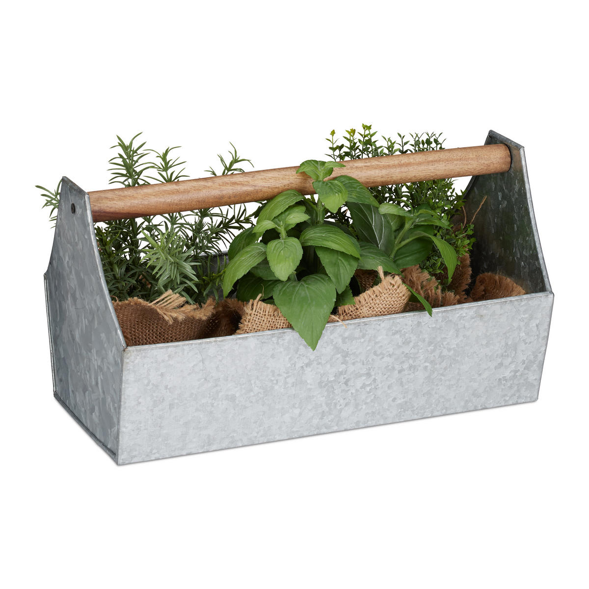 BLUMENKASTEN - Silberfarben, Holz/Metall (36/20/20cm) - Relaxdays
