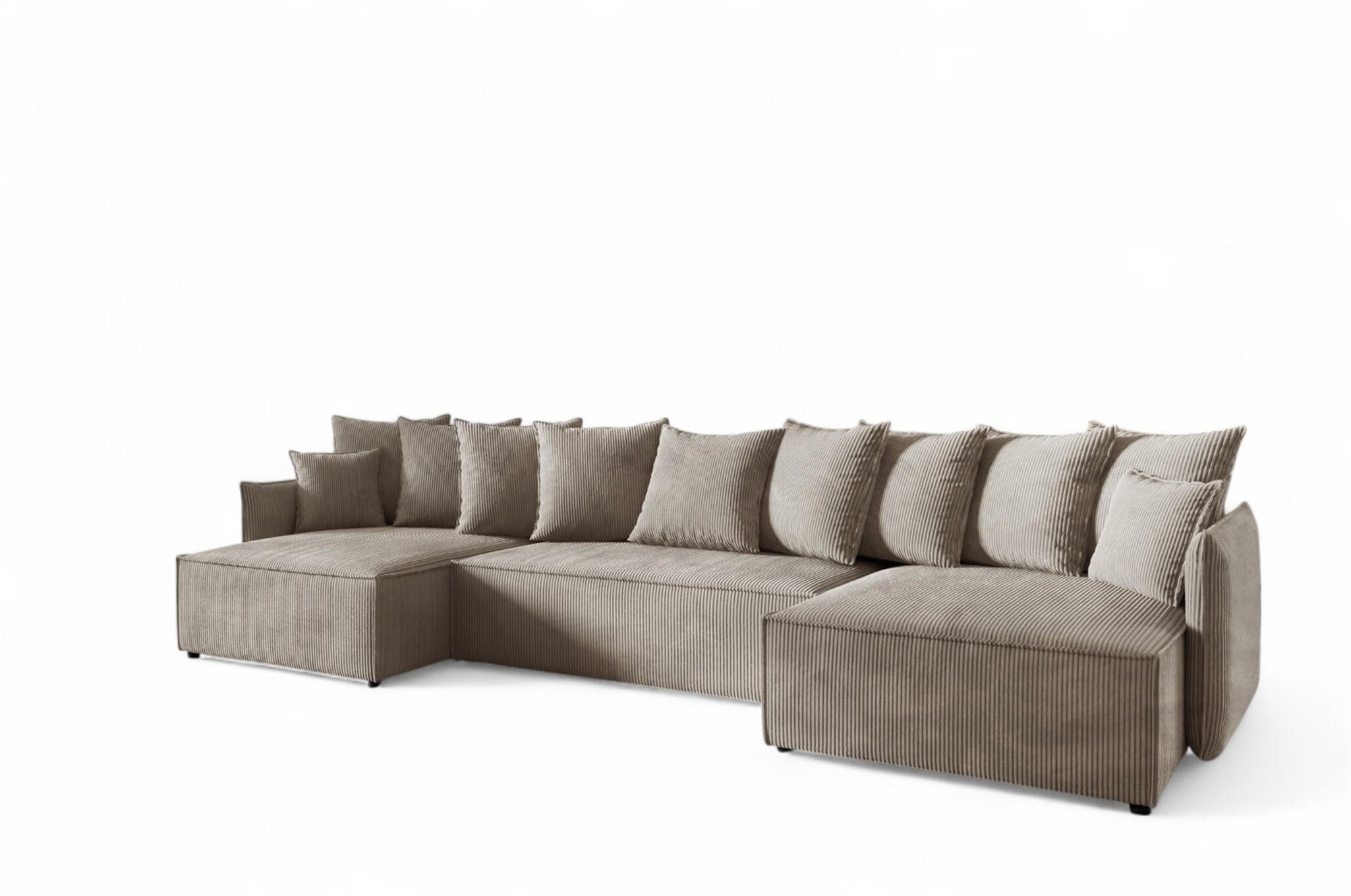 WOHNLANDSCHAFT Minea - Beige, Holzwerkstoff/Textil (362/70/153cm) - Fun Möbel