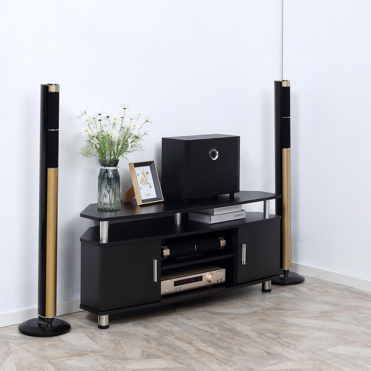 TV-MÖBEL Schwarz 1 Stück - Schwarz, Holzwerkstoff (120/52/40cm) - GiPP