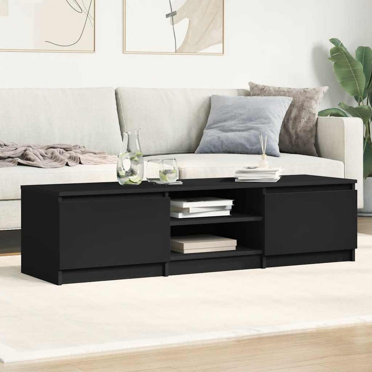 TV-SCHRANK Schwarz 140x40x35,5 cm Holzwerkstoff - Schwarz, Holzwerkstoff (140/35.5/40cm) - furnicato
