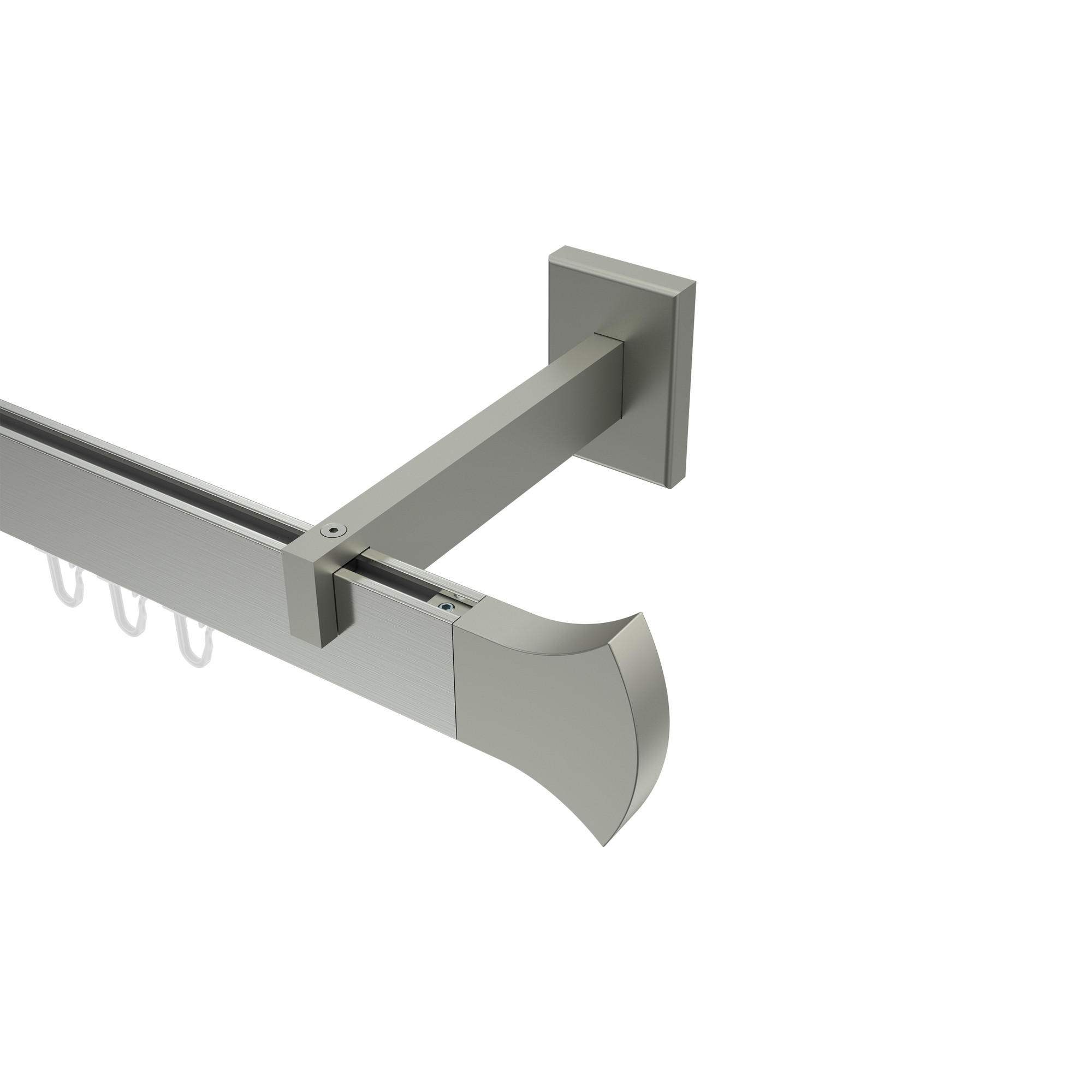 INNENLAUF-GARDINENSTANGEN-SET Smartline Conex 180 cm, 1-läufig, 14x35 mm Edelstahl-Optik - Edelstahlfarben, Metall (180cm) - INTERDECO