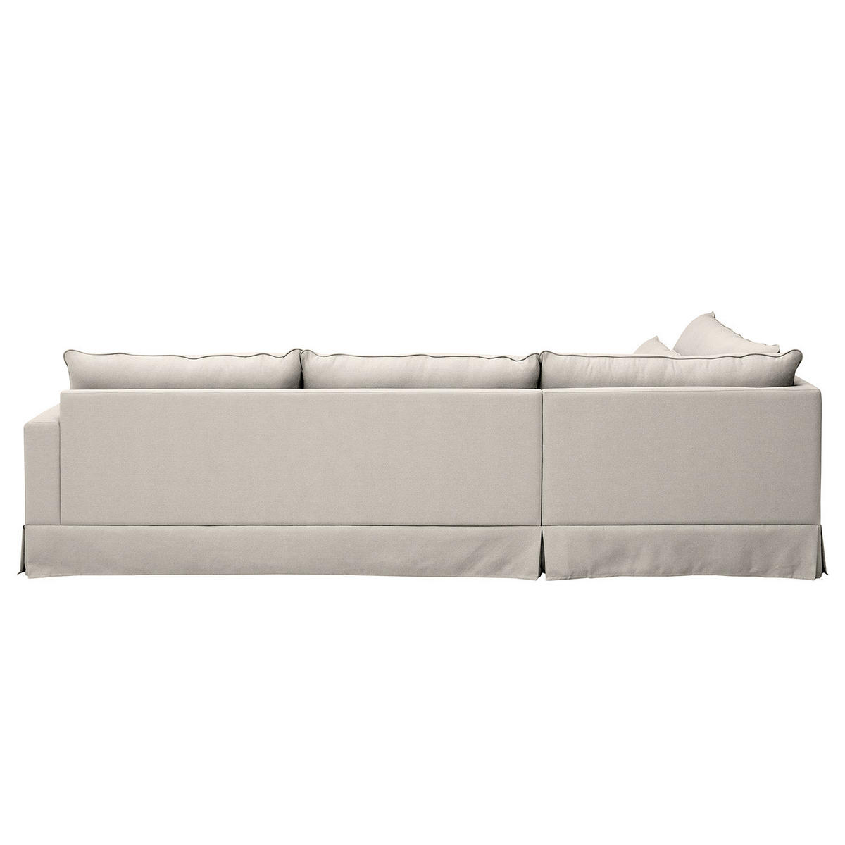ECKSOFA mit Husse - Ottomane, Webstoff - Hellgrau/Schwarz, Kunststoff/Textil (299/222cm) - home24