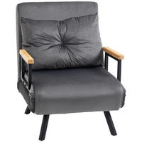 SCHLAFSESSEL, Einzelsofa mit Bettfunktion, Relaxsessel mit Rückenkissen Grau - Dunkelgrau/Schwarz, Holz/Textil (73/81/63cm) - HOMCOM