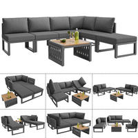 DOPPELLIEGE 6 Personen Grau Mit Verstellbarer Rückenlehne - Grau, Metall - FLIEKS