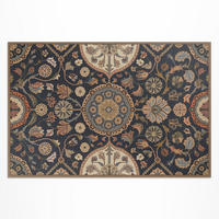 TEPPICH 100x150 cm Botanisches Ornament Vintage - Dunkelblau, Kunststoff (100/150cm) - Wallfluent