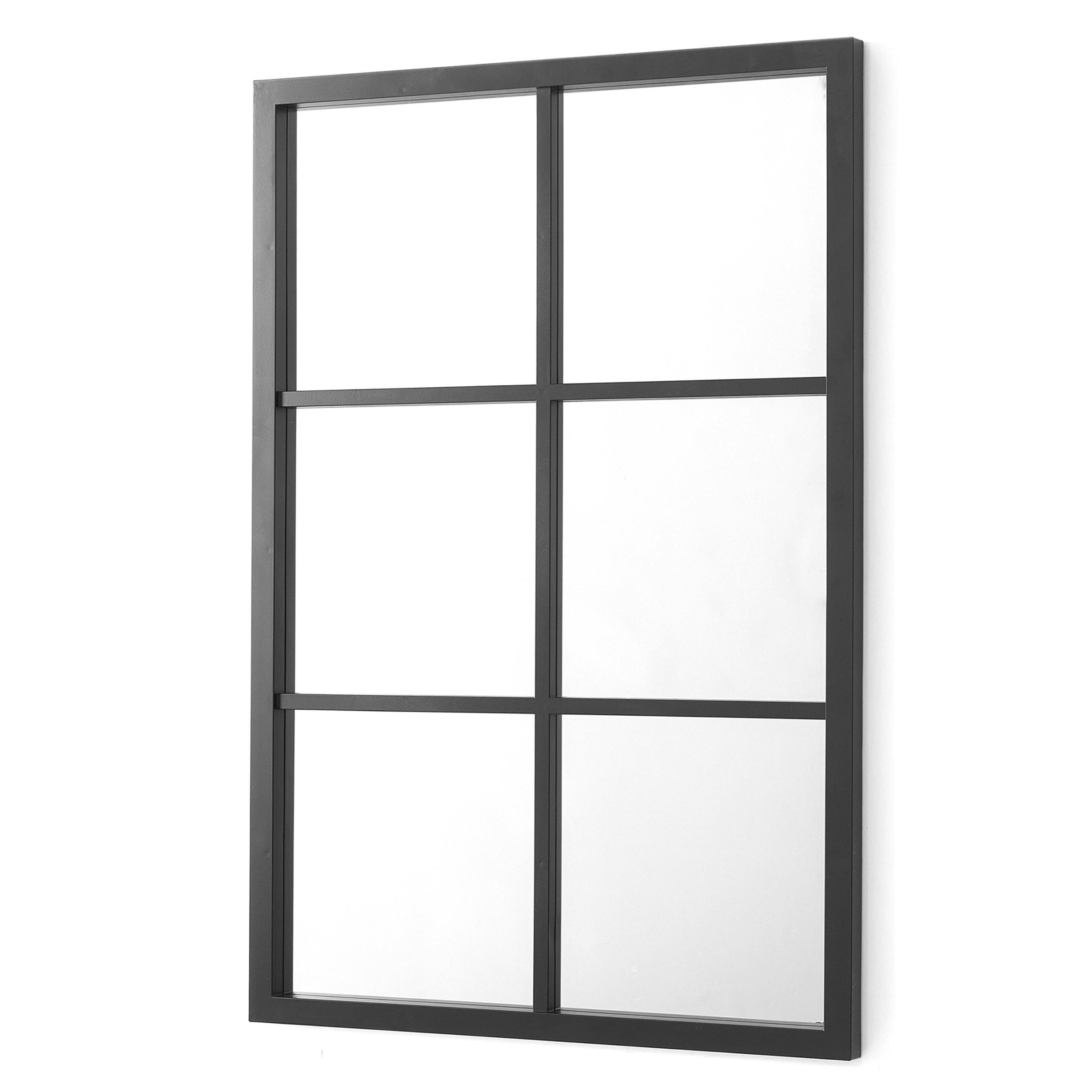 SPIEGEL Sprossen rechteckig 71/49 cm - Schwarz, Glas (71/49/2.7cm) - Giftdecor