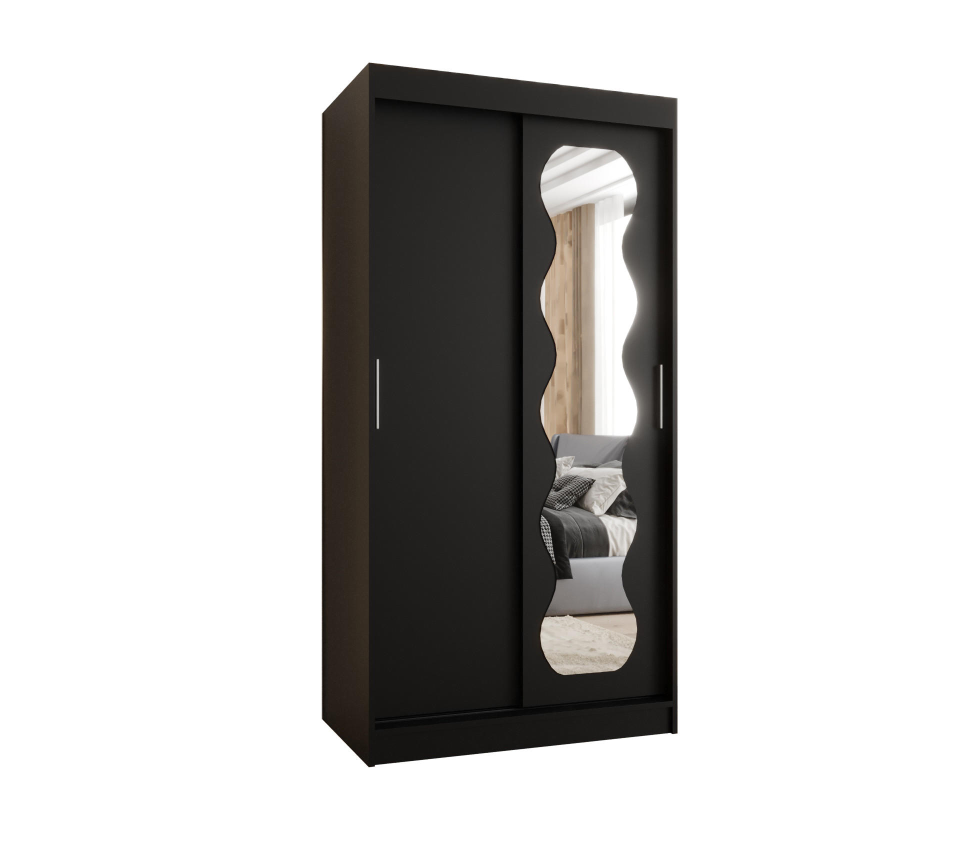 Möbel Kryspol Schiebetürenschrank Schwarz 100x200x62 cm