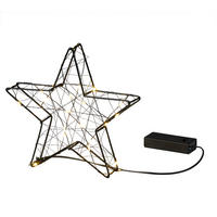 LED-WEIHNACHTSDEKO aus Drahtgeflecht warmweißes Licht Timer Batteriebetrieben für Innen Stern schwarz - Schwarz, Kunststoff (3.5/20/20cm) - Northpoint