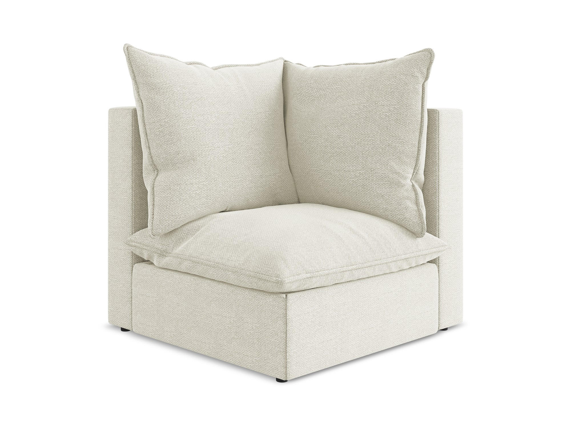 SOFAELEMENT Bouclé Stoff Beige - Sandfarben/Schwarz, Holzwerkstoff/Kunststoff (90/77/90cm) - Makamii