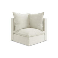 SOFAELEMENT Bouclé Stoff Beige - Sandfarben/Schwarz, Holzwerkstoff/Kunststoff (90/77/90cm) - Makamii