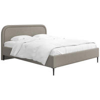 POLSTERBETT Jasmine Slim mit Bettkasten, Lattenrost & hohen Metallfüßen in Taupe Chenille 140x200 cm - Taupe/Birkefarben, Holz/Textil (140/200cm) - WFL GROUP