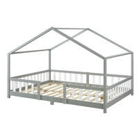 DOMÁCÍ POSTEL Treviolo - bílá/světle šedá, dřevo (140/200cm) - [en.casa]