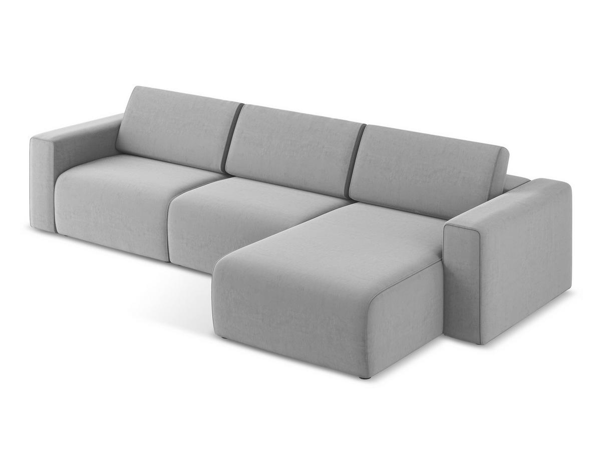 ECKSOFA Rechts Samt Stoff Grau - Creme/Schwarz, Kunststoff/Textil (314/167cm) - Makamii