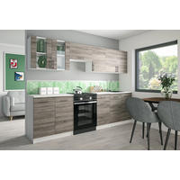 KÜCHENZEILE LECO 260 dunkel sonoma truffel - Sonoma Eiche, Holzwerkstoff (260/82/46cm) - roe furniture