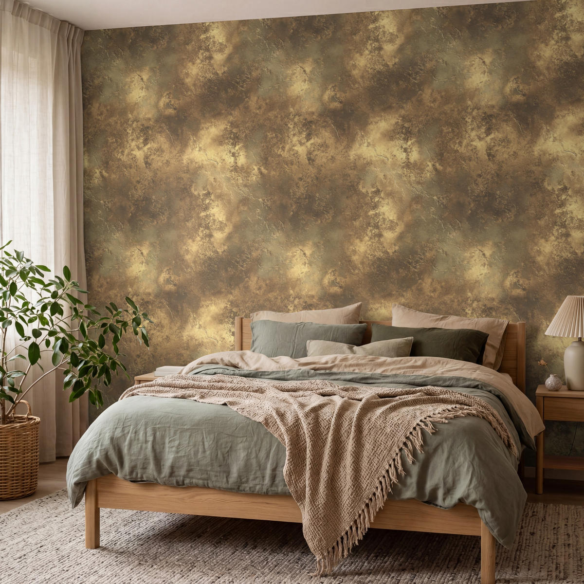 TAPETE - Antik - Metallic-Look - Gold - 350x280 cm - Messingfarben, Papier (350/280cm) - OnlyWow