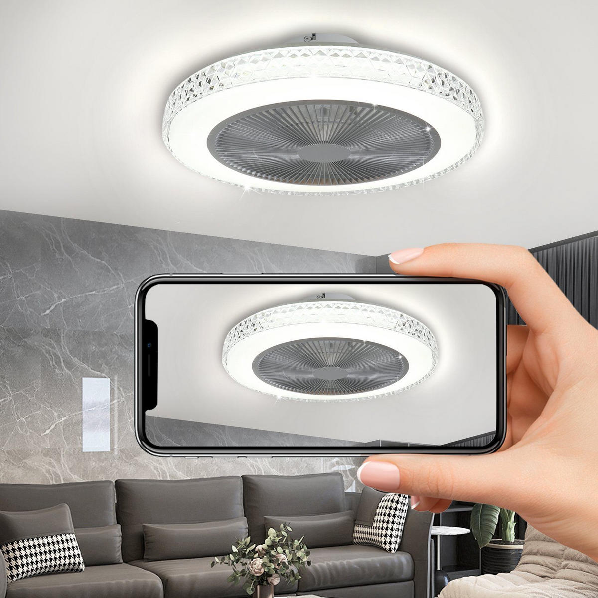 DECKENVENTILATOR Ernestine II 49/49/20cm - Weiß, Kunststoff (49/49/20cm) - Nettlife