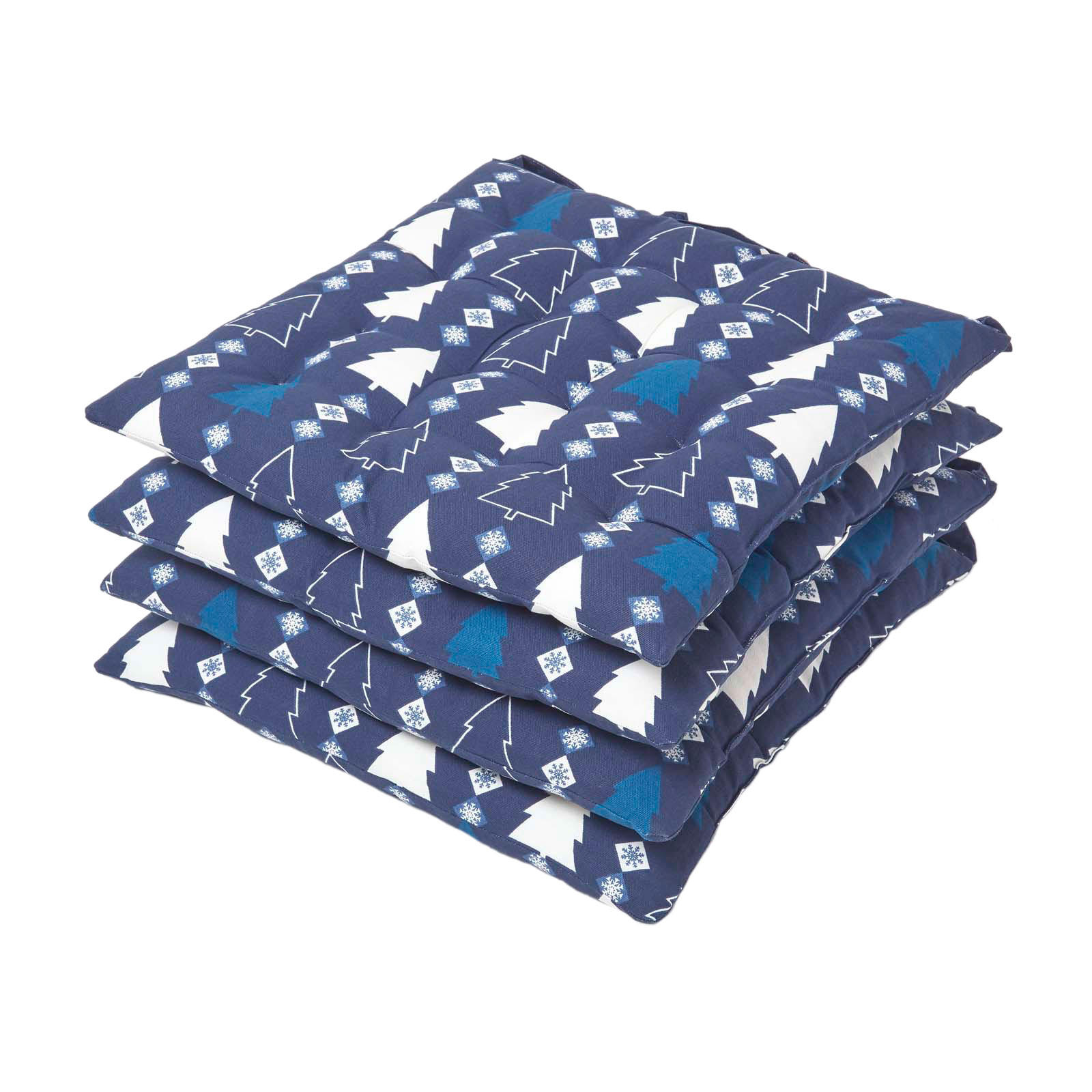 STUHLKISSEN Winterland, blau im 4er-Set 40/40/5 cm - Blau, Textil (40/40/5cm) - Homescapes
