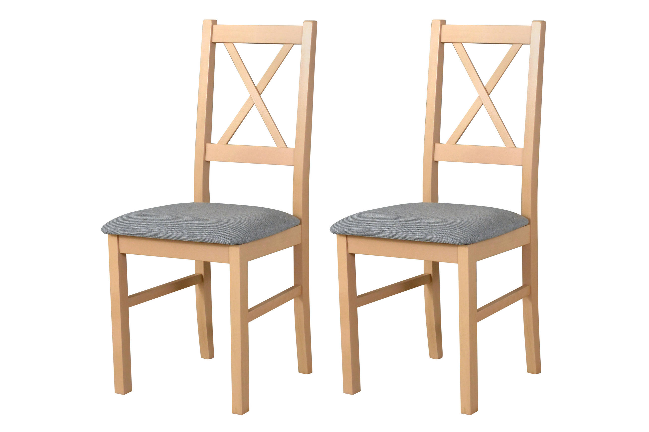STUHL Nilo 10 (2er Set) - Grau/Sonoma Eiche, Holz (43/94/40cm) - Leaf Design