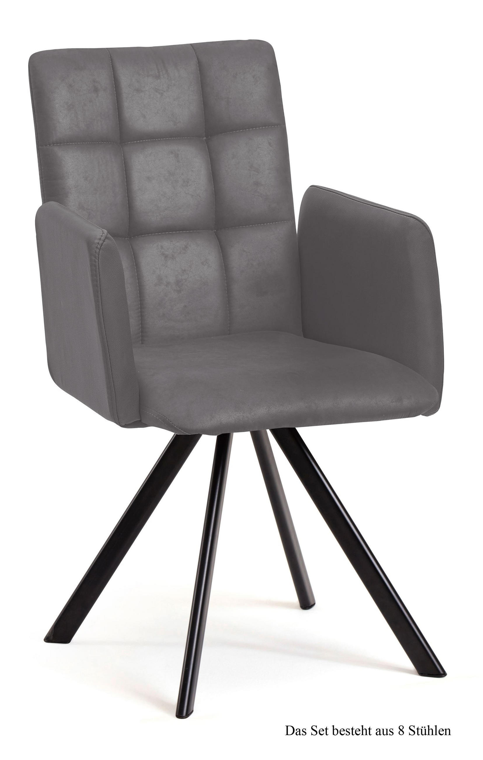 ARMLEHNSTUHL (8er-Set) Dayle 52x91x60 Schwarz/Grau - Schwarz/Grau, Kunststoff (60/91/52cm) - 58aufmkessel