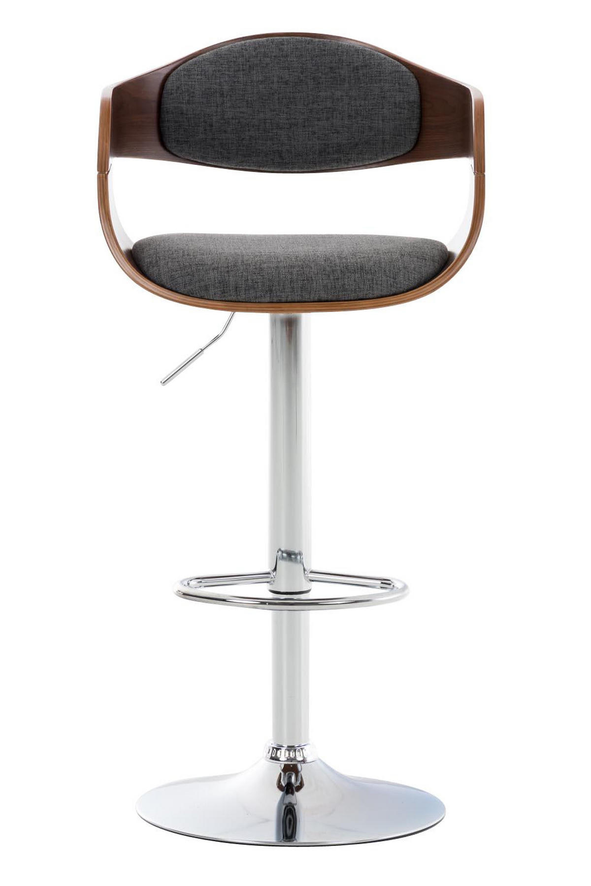 BARHOCKER 2er Set Stoff walnuss/hellgrau - Chromfarben/Walnussfarben, Textil/Metall (50/88/48cm) - CLP